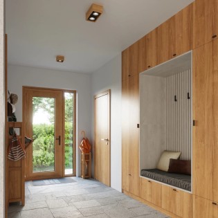 Spot de surface Eaxa 2 lumières, bois naturel