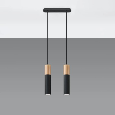 Suspension Vira noire, 2 lumières