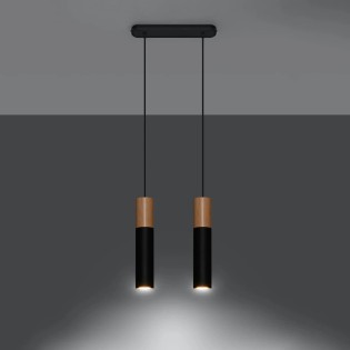 Suspension Vira noire, 2 lumières