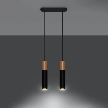 Suspension Vira noire, 2 lumières