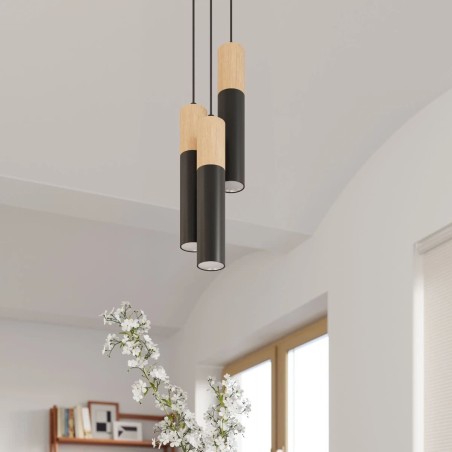 Suspension Vira noire, 3 lumières