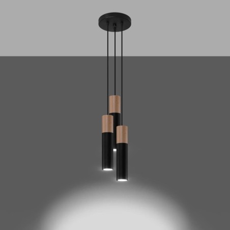 Suspension Vira noire, 3 lumières