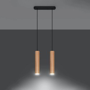 Suspension Zori, 2 lumières, bois naturel