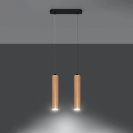 Suspension Zori, 2 lumières, bois naturel