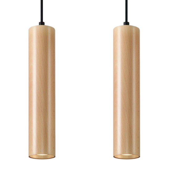 Suspension Zori, 2 lumières, bois naturel