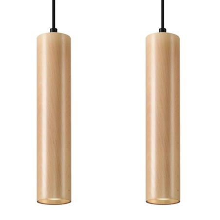 Suspension Zori, 2 lumières, bois naturel