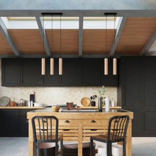 Suspension Zori, 2 lumières, bois naturel