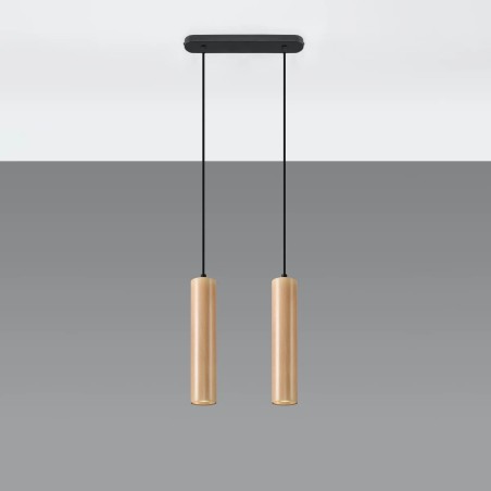 Suspension Zori, 2 lumières, bois naturel