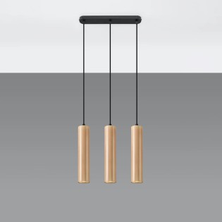 Suspension Zori, 3 lumières, bois naturel