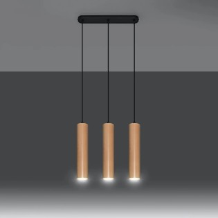 Suspension Zori, 3 lumières, bois naturel