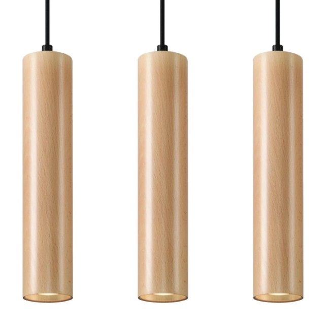 Suspension Zori, 3 lumières, bois naturel