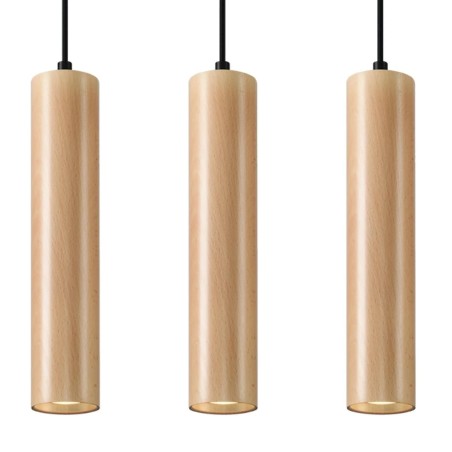 Suspension Zori, 3 lumières, bois naturel