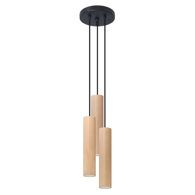 Suspension Zori, 3 lumières, bois naturel