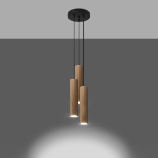 Suspension Zori, 3 lumières, bois naturel
