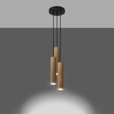 Suspension Zori, 3 lumières, bois naturel