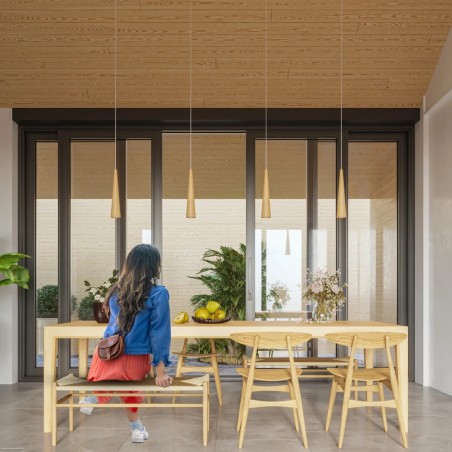 Suspension Vovo, 1 lumière, bois naturel