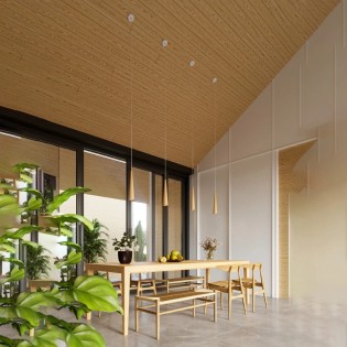 Suspension Vovo, 1 lumière, bois naturel