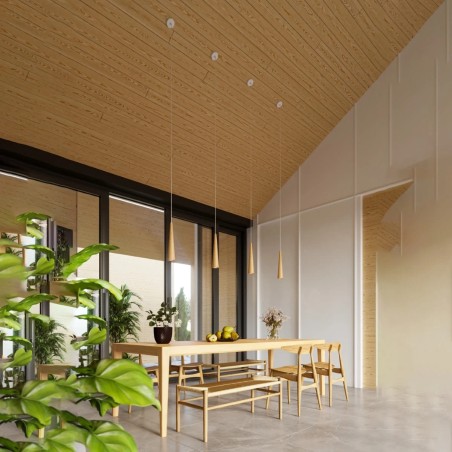 Suspension Vovo, 1 lumière, bois naturel