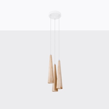 Suspension Vovo, 3 lumières, bois naturel