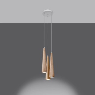 Suspension Vovo, 3 lumières, bois naturel