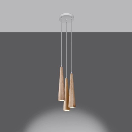 Suspension Vovo, 3 lumières, bois naturel