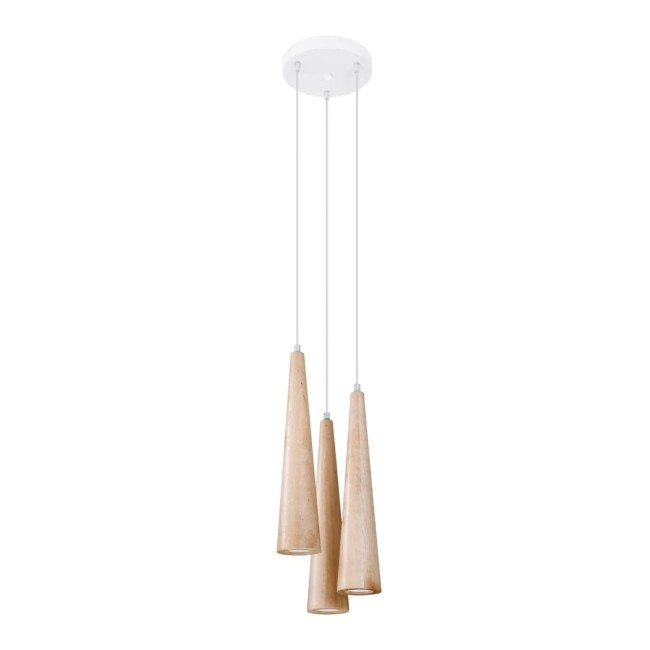 Suspension Vovo, 3 lumières, bois naturel