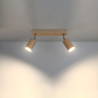 Plafonnier Orel, 2 lumières, bois naturel