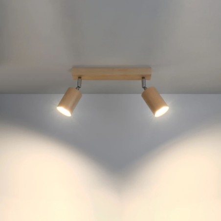 Plafonnier Orel, 2 lumières, bois naturel