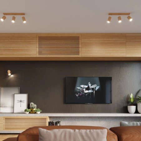 Plafonnier Orel, 3 lumières, bois naturel