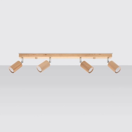 Plafonnier Orel, 4 lumières, bois naturel