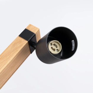 Plafonnier Domovi 2 lumières, noir et bois naturel