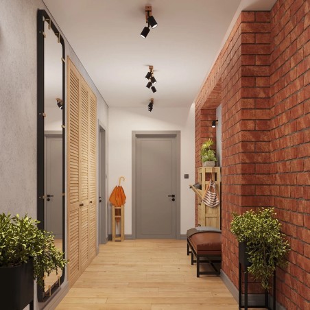 Plafonnier Domovi 2 lumières, noir et bois naturel