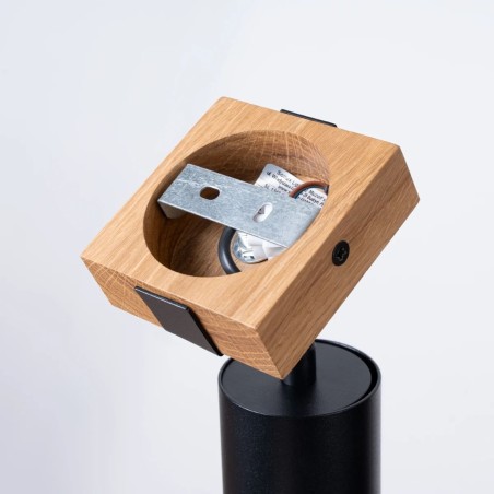 Applique murale Domovi, noir et bois naturel