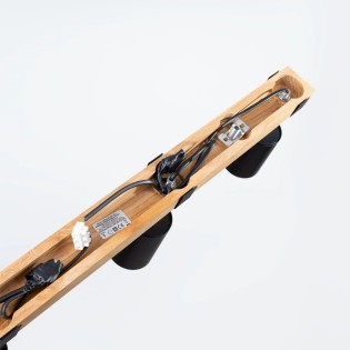 Plafonnier Domovi 4 lumières, noir et bois naturel