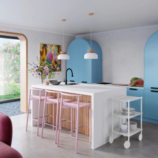 Suspension Aszo, blanc et bois naturel