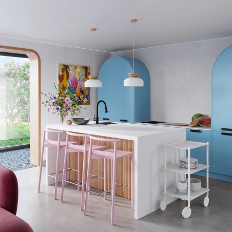 Suspension Aszo, blanc et bois naturel