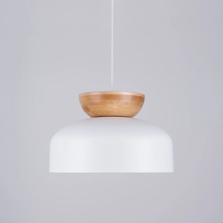 Suspension Aszo, blanc et bois naturel