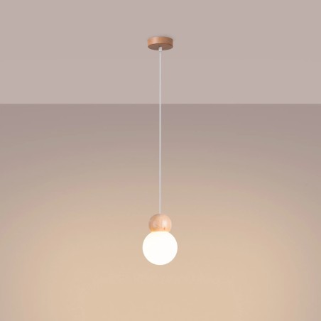 Suspension Aeri 1 lumière, bois naturel