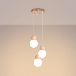 Suspension Aeri 3 lumières, bois naturel