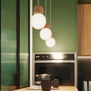 Suspension Aeri 3 lumières, bois naturel