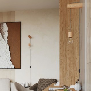 Applique murale Neia E27, bois naturel