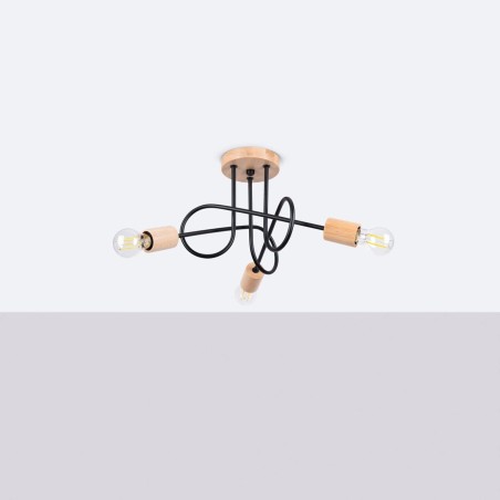 Suspension Laramo, noir, 3 lumières