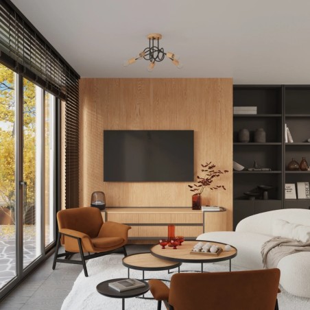 Suspension Laramo, noir, 5 lumières