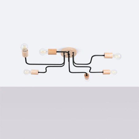 Suspension Zano, noir, 6 lumières