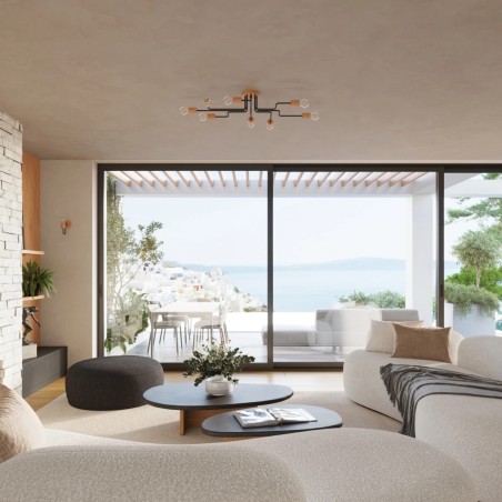 Suspension Zano, noir, 8 lumières