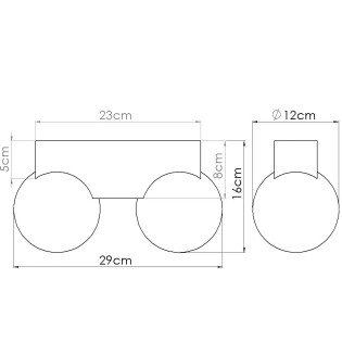 Plafonnier Liea, 2 lumières, bois naturel