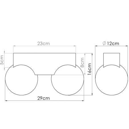 Plafonnier Liea, 2 lumières, bois naturel