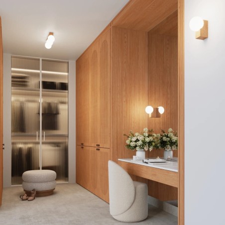 Plafonnier Liea, 3 lumières, bois naturel