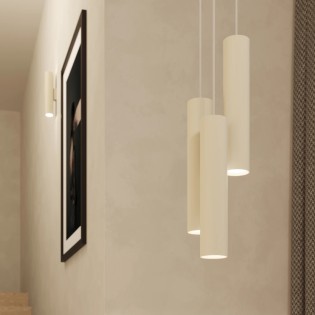 Suspension Vaza, beige, 3 lumières, pavillon rond