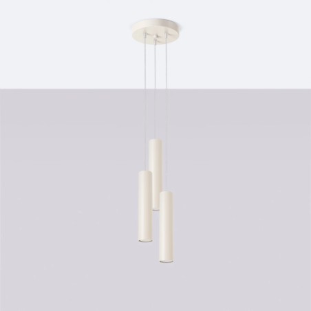 Suspension Vaza, beige, 3 lumières, pavillon rond